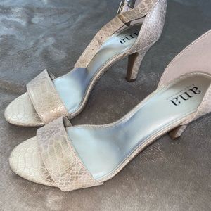 A.n.a gold snake print heels